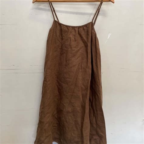 Little Lies Womens Size 8 Brown linen dress (s)