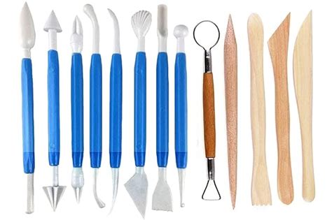 Levin 13 Pieces Set Combo Pottery Clay Tools, Wooden & Plastic Tool for ...