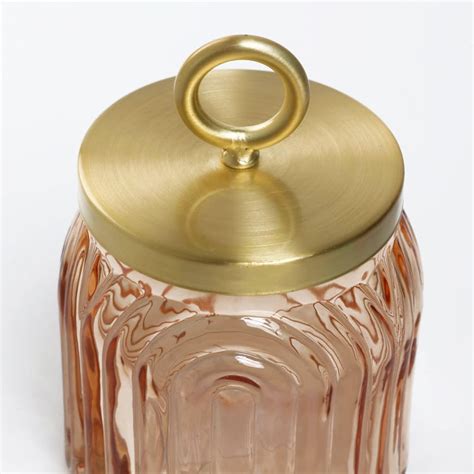 Buy Nova Dastkari Asra Glass Cotton Jar with Metal Lid from Home Centre ...