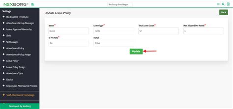 To Add/View/Update Leave Policy For Employee