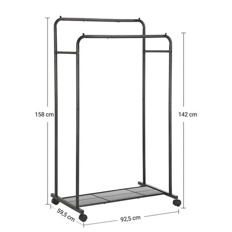 Buy SONGMICS Double-Rail Clothing Rack on Wheels, Metal Garment Rack ...