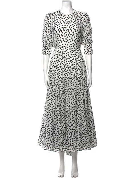 RIXO Polka Dot Print Long Dress - White Dresses, Clothing - WRIXO27921 ...