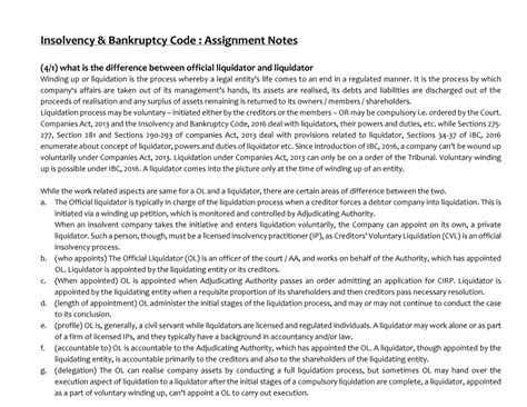 Bankruptcy laws - liquidator, official liquidator, sec 7, 9, 10 of IBC ...
