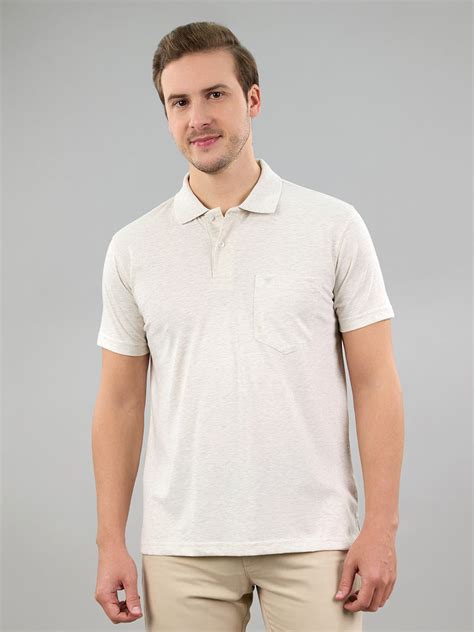 Buy Men Off White Solid Polo Collar Half Sleeve T-Shirt Online in India ...