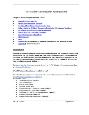 Fillable Online FDP Subaward Forms Frequently Asked Questions Fax Email ...