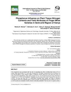 Phosphorus Influence on Plant Tissue Nitrogen Contents and Yield ...