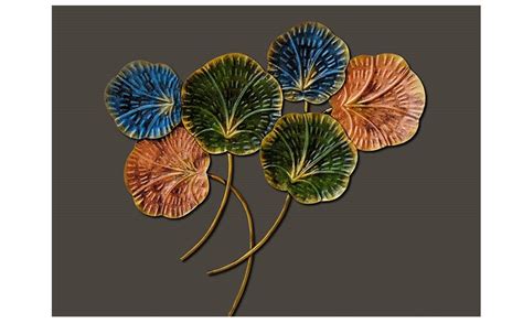 RSN Aesthetic Metal Handpainted Rustic Iron Wall Hanging of 3D Lotus ...