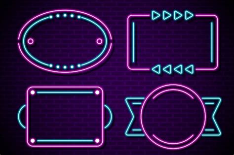 Collezione di cornici al neon | Vettore Gratis