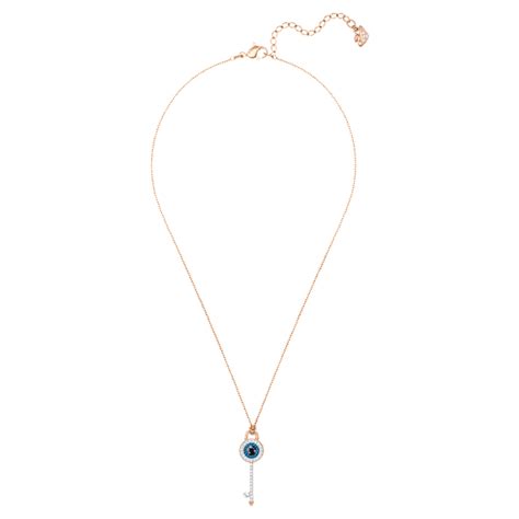 Symbolica pendant, Evil eye and key, Blue, Rose gold-tone plated ...