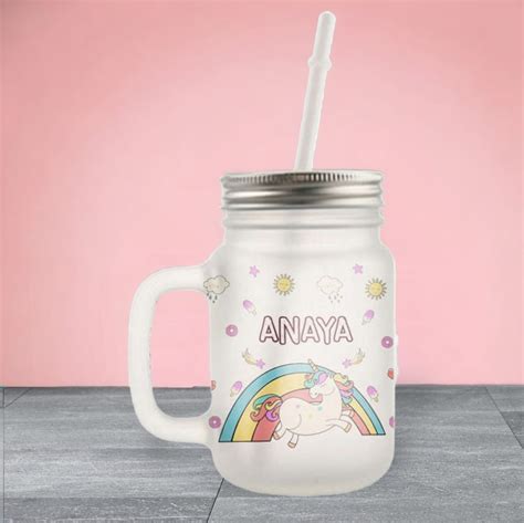 Buy Personalized Mason Jar Glass Mug with Unicorn Design Online India ...