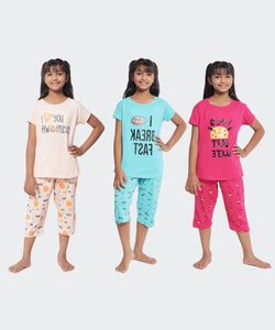 Trendy World Kids Nightwear Girls Printed Cotton Blend Price in India ...