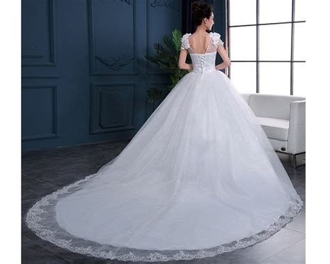 W170 (2), White Cap Sleeves Floral Trail Ball Gown, Size (XS-30 to XL ...