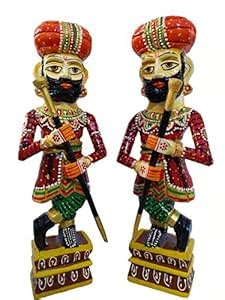 Buy Handicrafts House Wooden Rajasthani 2 Piece Guard/Chowkidar Bawla ...