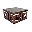 APRODZ Solid Wood 4 Seater Coffee Table Stool Set for Home | Dark ...