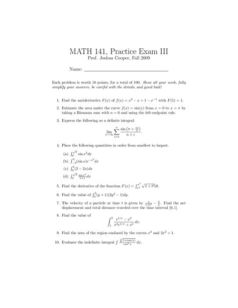 Image result for Calculus 2 Math 141 Answer Key