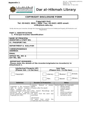 Appendix 1. Copyright DISCLOSURE Doc Template | pdfFiller