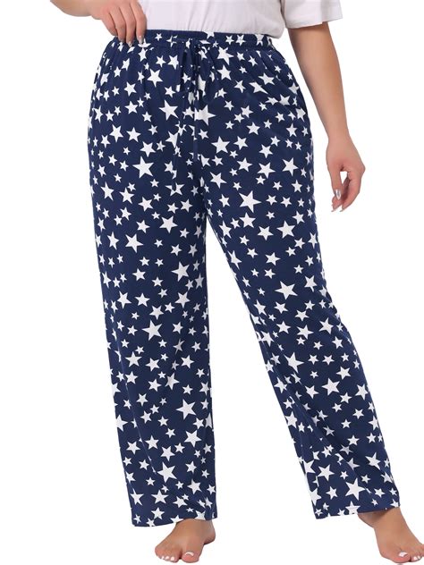 Agnes Orinda Women's Plus Size Pajama Pant Star Print Nightwear with ...