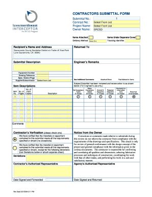 Fillable Online CONTRACTORS SUBMITTAL FORM - Planet PDF Fax Email Print ...