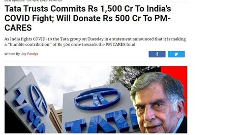 Petition · TATA's 1500 Crore Donation to PM Care Fund, by Slaughtering ...