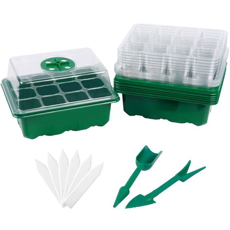 Buy 6 Set Seed Starter Tray Kit Humidity Adjustable Seedling Trays with ...