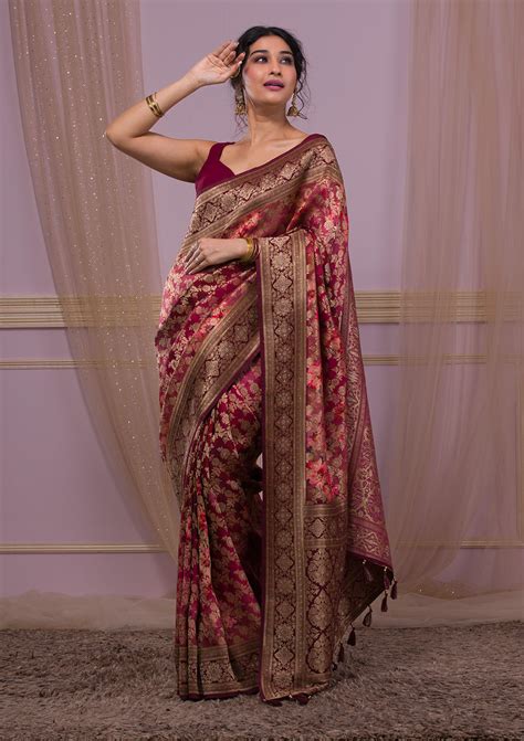 Wine Saree - Buy Wine Colour Saree Online At Best Prices – Koskii