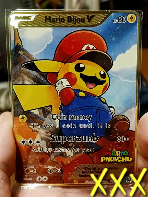 Pokemon TCG Mario Pikachu 24kt Gold Plated Card Collectible Gift - Etsy