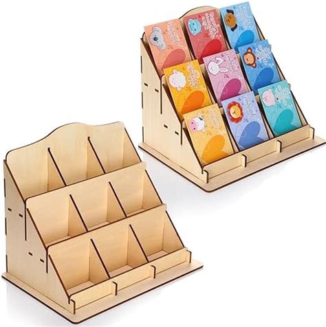 Soaoo 2 Pack 9 Shelves Sticker Display Stand Wooden Display Stand ...