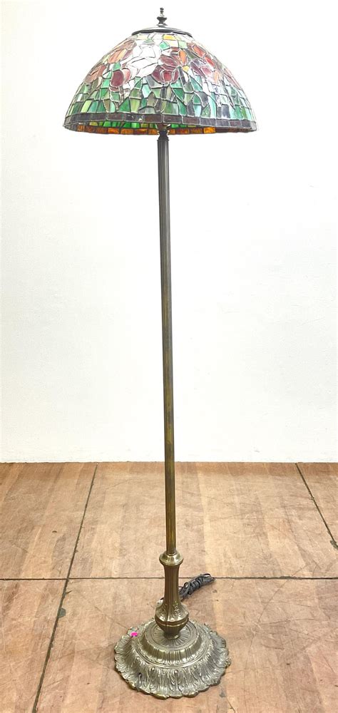 Lot - Art Nouveau Influenced Stained Glass Floor Lamp