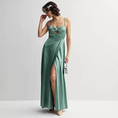 Juniors' Jump Apparel Cut Out Embellished A-Line Gown