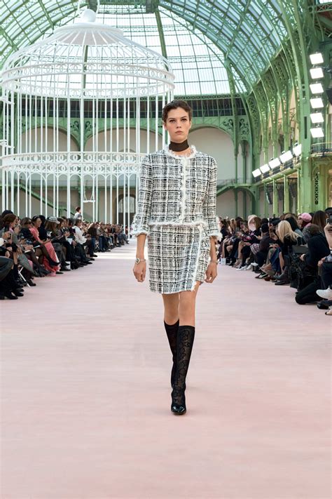 Jacket - Cotton tweed & feathers, black & white — Fashion | CHANEL