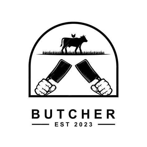 Butcher logo vector with slogan template | Premium Vector