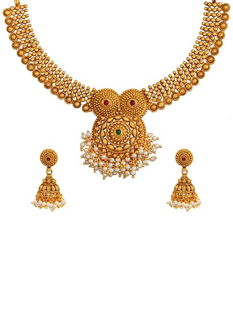 Shining Jewel Traditional Handcrafted Antique Gold Jewellery Clustered