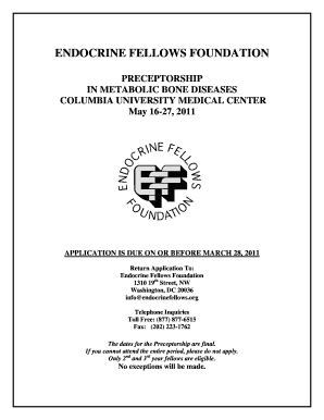 Fillable Online endocrinefellows Preceptorship Application 2011doc ...