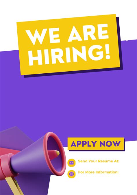Yellow and Purple 'We Are Hiring' Poster