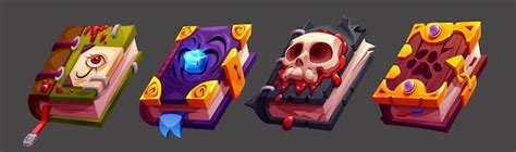 Magische spreukenboeken mystieke alchemie grimoires set | Gratis Vector