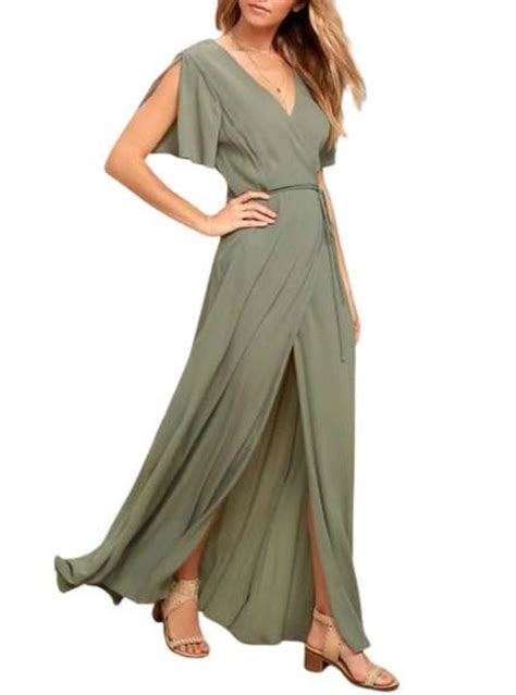Buy Wrap Maxi-Dress | V Neck | Slit | Best Price