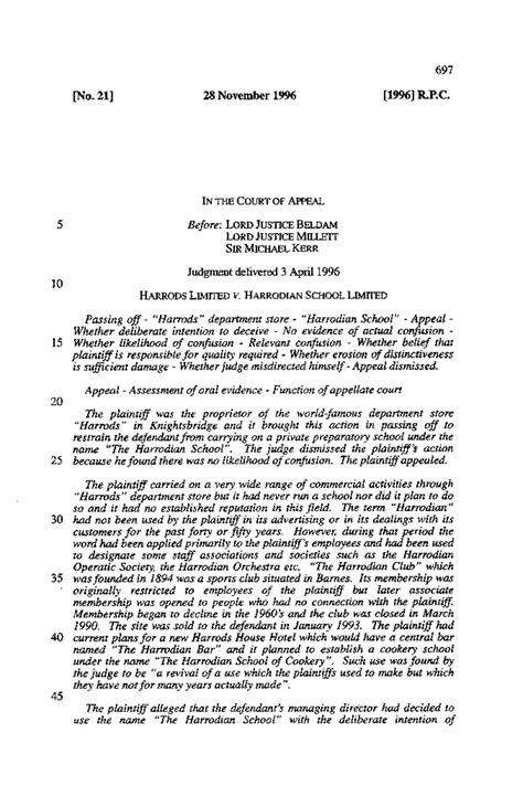Harrods Ltd. v. Harrodian School: Court of Appeal Judgment Analysis ...