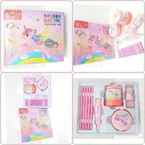Electric Stationery Set for Kids (Space & Unicorn Theme)