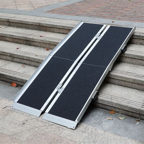 Non-Skid Threshold Ramp Portable Aluminum Folding Wheelchair Ramp for ...