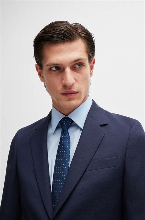 BOSS - Slim-fit suit in micro-patterned virgin wool
