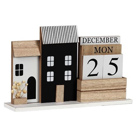 Perpetual Calendar Blocks Retro Wood Block Perpetual Calendar for Desk ...