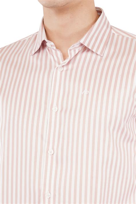 Supima Slim Fit Salmon Striped Shirt – Address Apparels