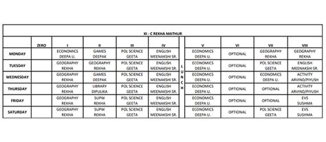 Class Wise School Time-Table | KDB Public School