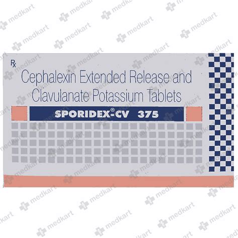 SPORIDEX CV 375MG TABLET 10'S : View Price, Combination and ...
