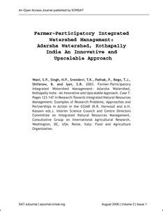 Farmer-participatory integrated watershed management: Adarsha watershed ...