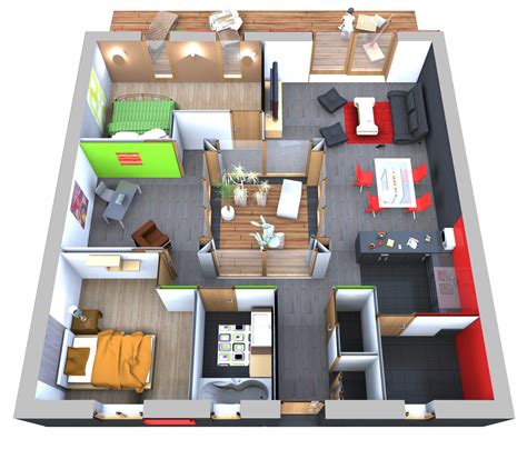 Plano de casa moderna de 90 m2