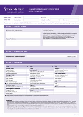 Fillable Online CONDUCTOR PENSION INVESTMENT BOND application form Fax ...