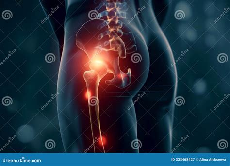 3D Illustration of Sciatic Nerve Inflammation in the Hip Joint ...