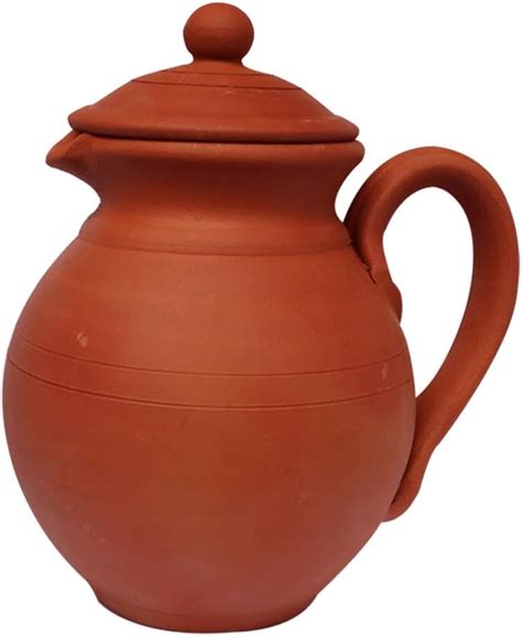 Village Decor Handmade Terracotta Clay Classic Water jug 2 Liter (Clay ...