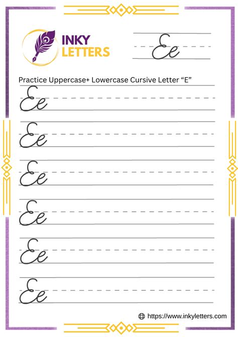 Cursive E - Worksheets and Tutorial (Uppercase + Lowercase)